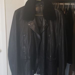 Coach Leather Shearling Moto Jacket